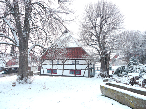 Ansicht im Winter 2016 vom Garten zur Südfassade des Hauses